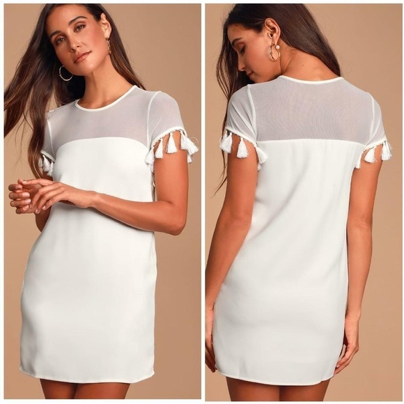 Lulus Iced Latte White Shift Women's Mini Dress XS - Picture 1 of 15